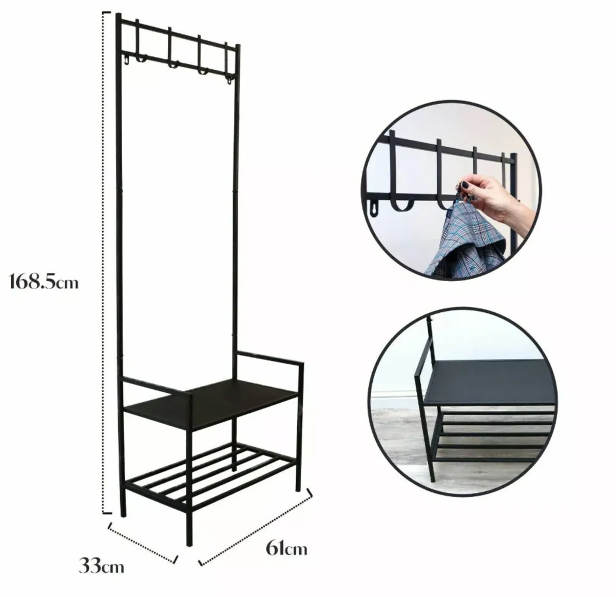 Free Standing Coat Clothes Rail with Shoe Rack NEW - Image 2