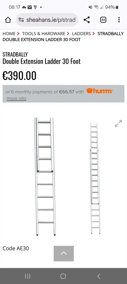 30ft double Stradbally extension ladder - Image 1