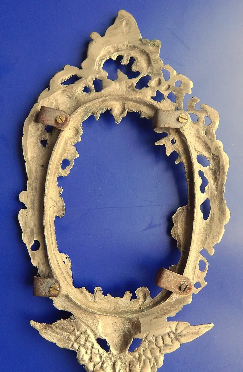 Vintage Cupid Hand Mirror Frame in White Metal - Image 4