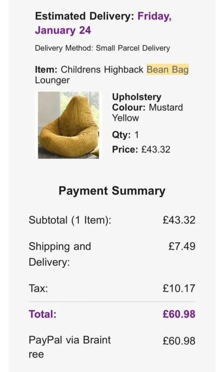 Mustard Yellow Kids Bean bag - Image 2