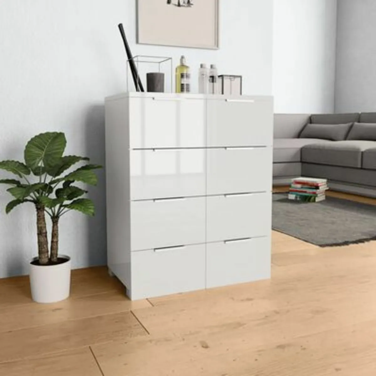 Sideboard High Gloss White 60x35x80 cm - Image 1