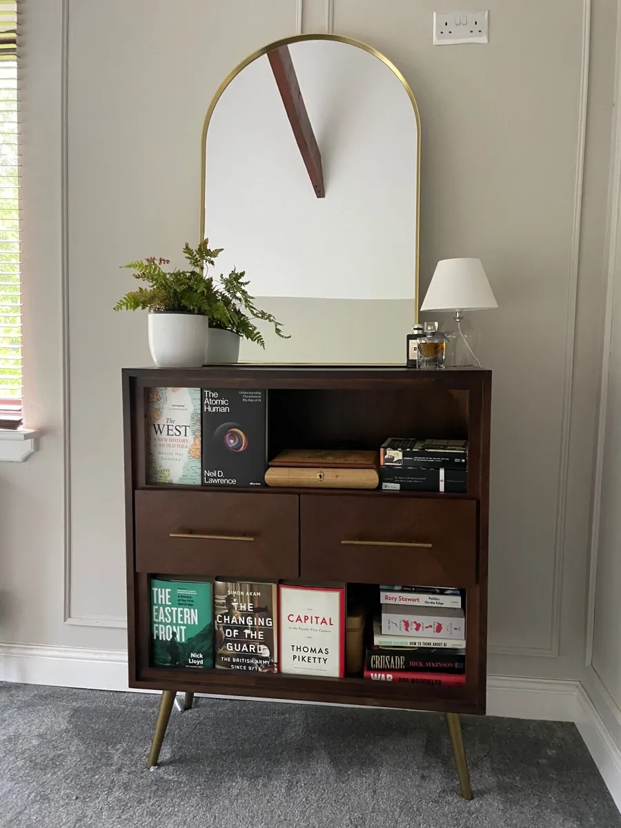 Brushed brass mid century style mirror - Image 1