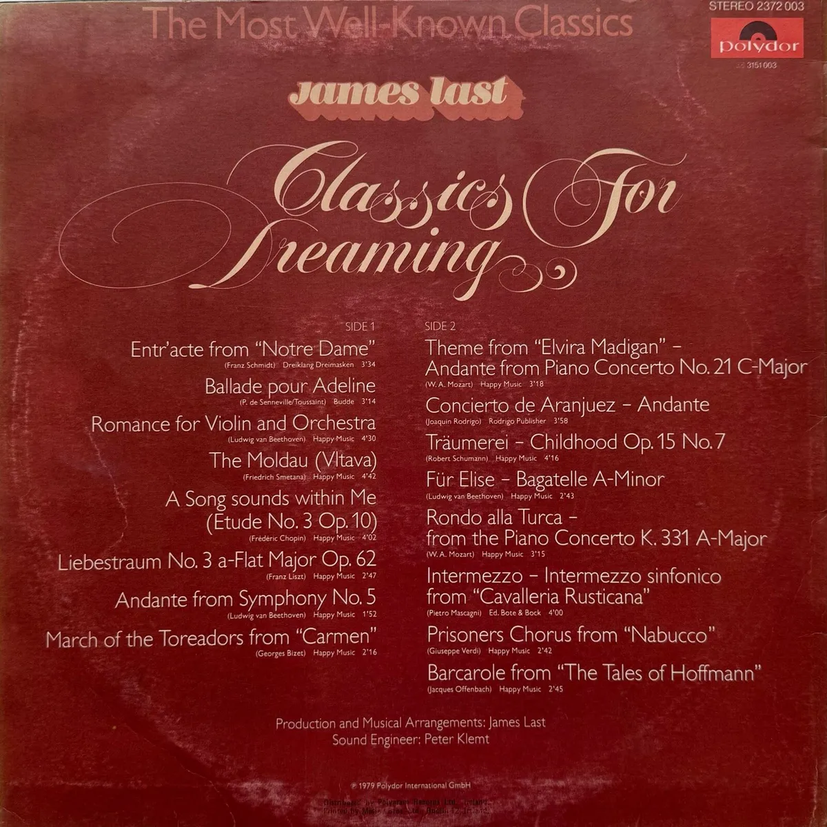 Vinyl LP - James Last - Classics for Dreaming - Image 2