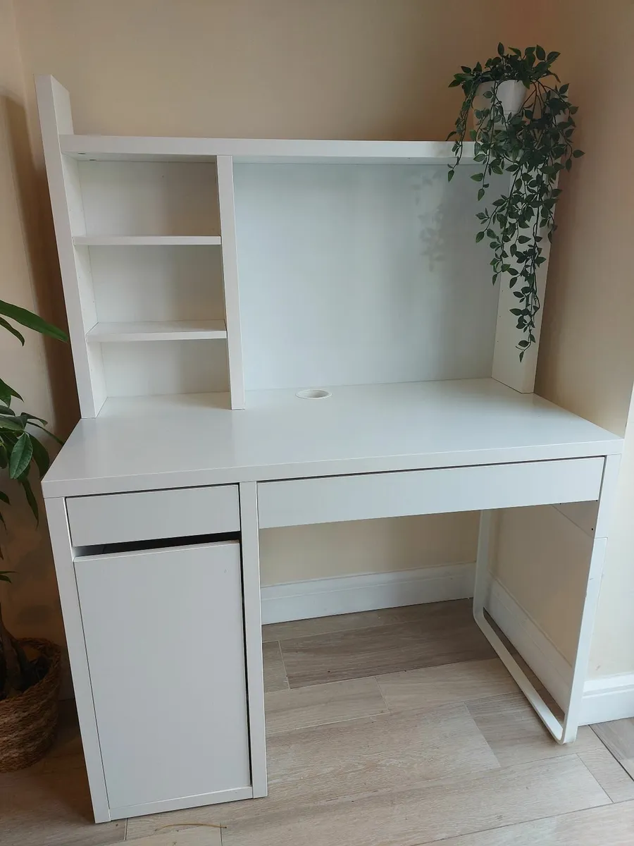 MICKE desk WHITE 105x50cm with add on 105x65cm - Image 1