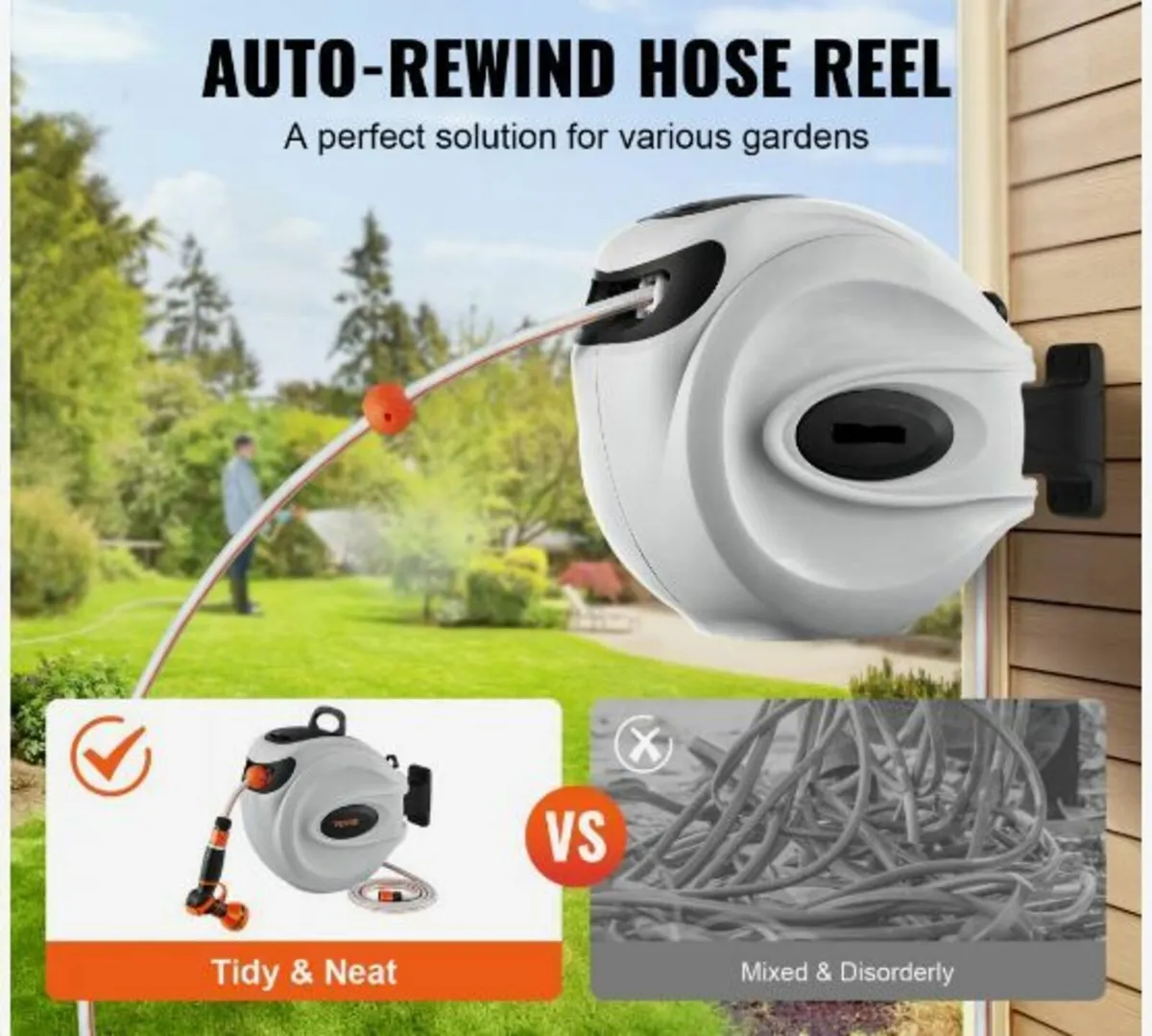 VEVOR Retractable Hose Reel Water Hose Reel - Image 2