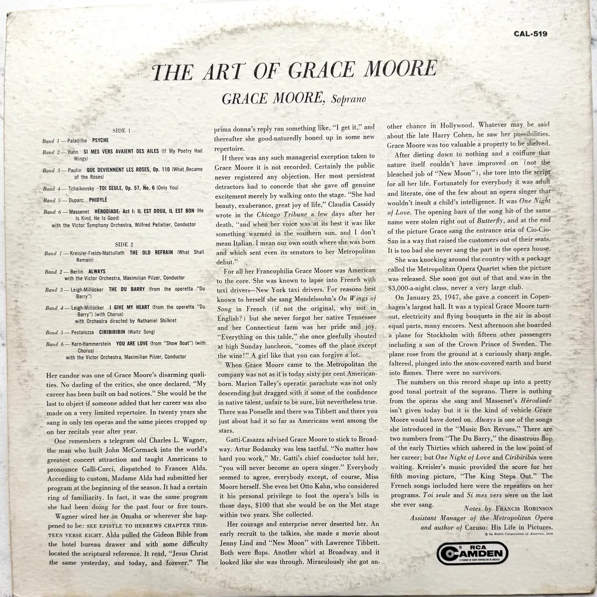 Vinyl LP - The Art of Grace Moore (Soprano) - Image 2