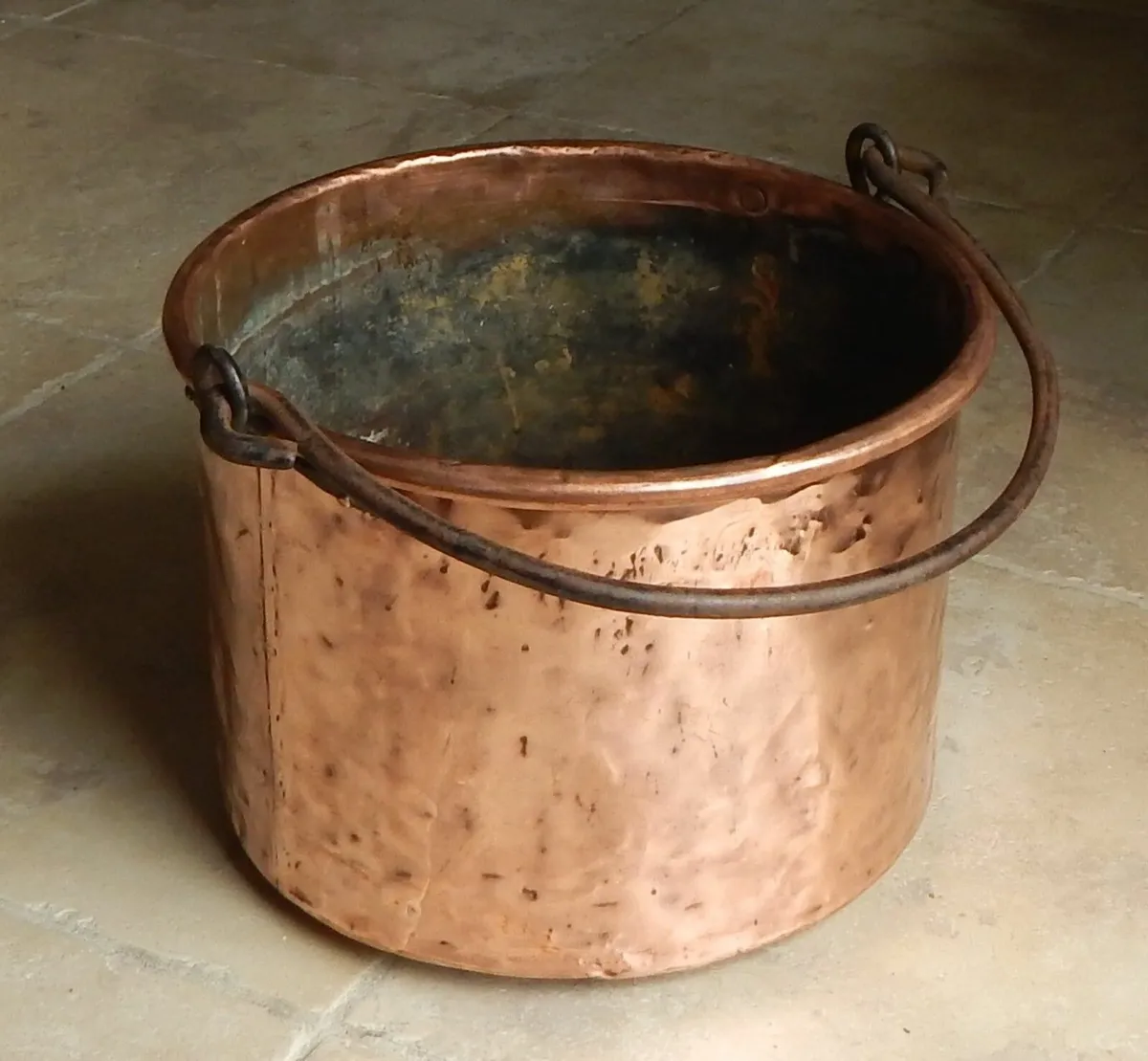 Large Antique Handmade Copper Cauldron - Image 2
