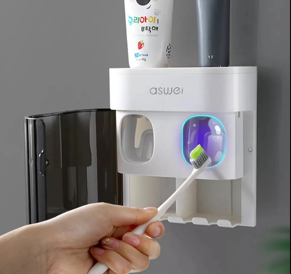 Toothpaste Dispenser Covered Toothbrush Holder - Image 1
