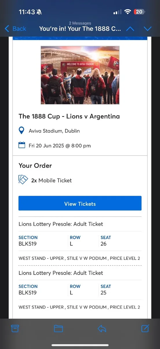The 1888 Cup - Lions Versus Argentina