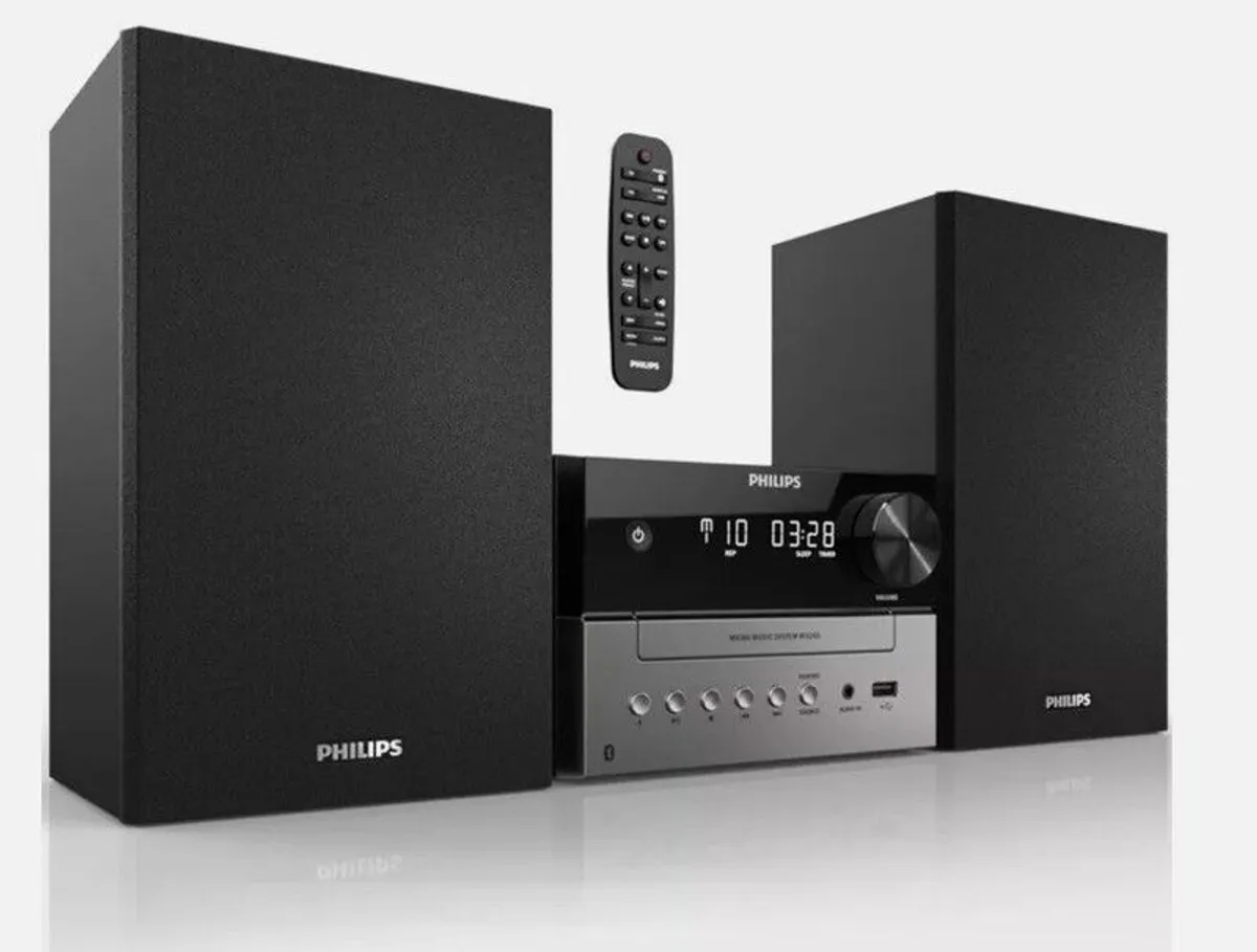 Philips TAM3205/12 Micro Music System with Bluetooth (Hifi System, FM Radio, USB, CD, MP3-CD, USB Port for Charging, 18 W, Bass-Reflex Loudspeakers, Digital Sound Control) ds - Image 1