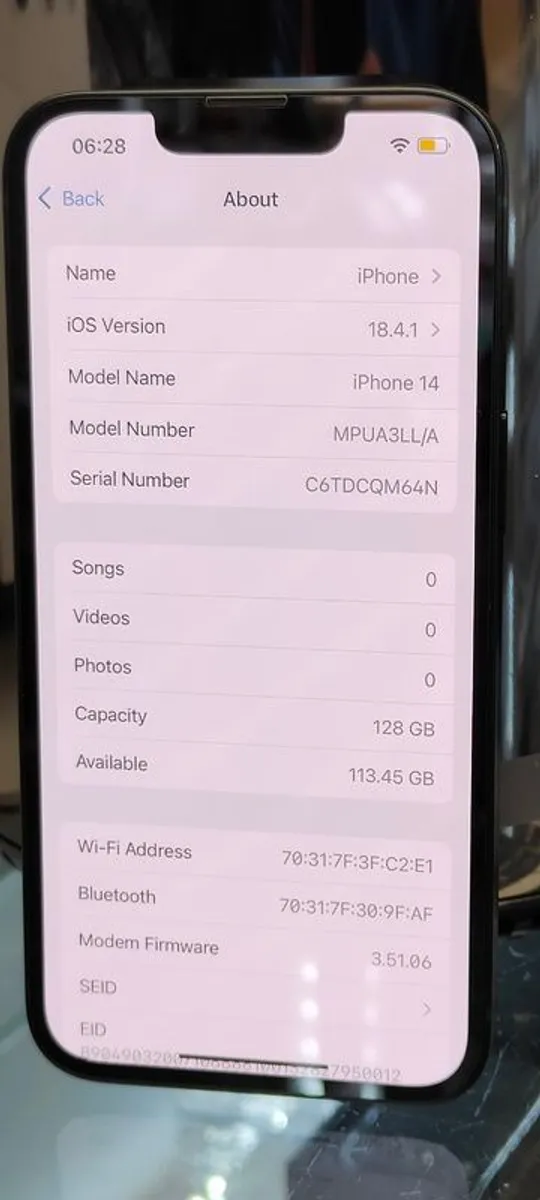 Apple iPhone 14 128GB Factory Unlocked Black (Battery: 100%) - Image 2