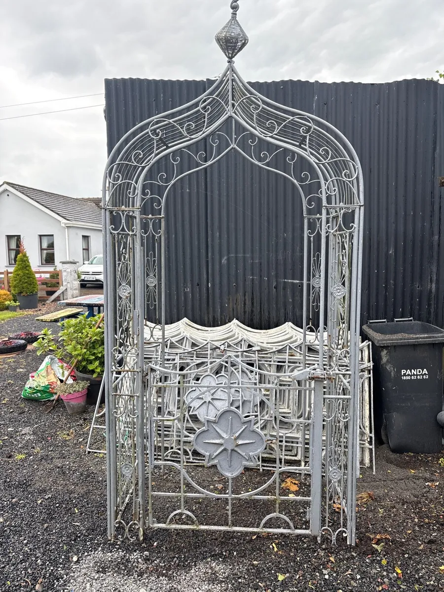 Concrete fence panels matching steel gates - Image 2