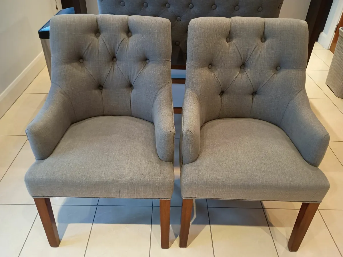 Pair of Grey Carver Dining Chairs - Image 1