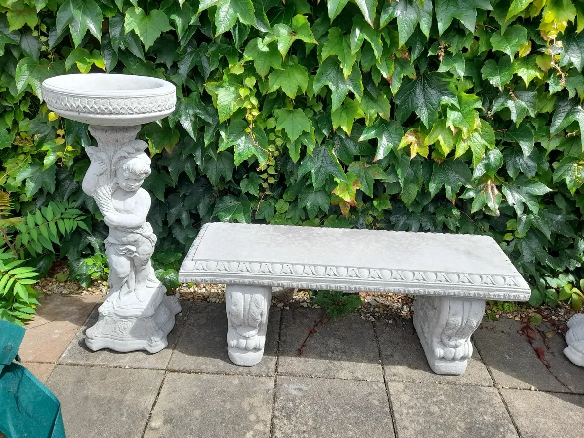 Matching Garden Bench + Angel Bird Bath - 170! - Image 1