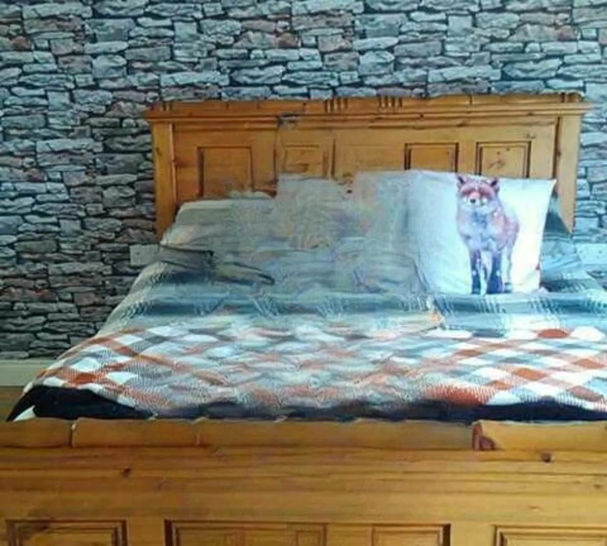 King size bed frame - solid oak