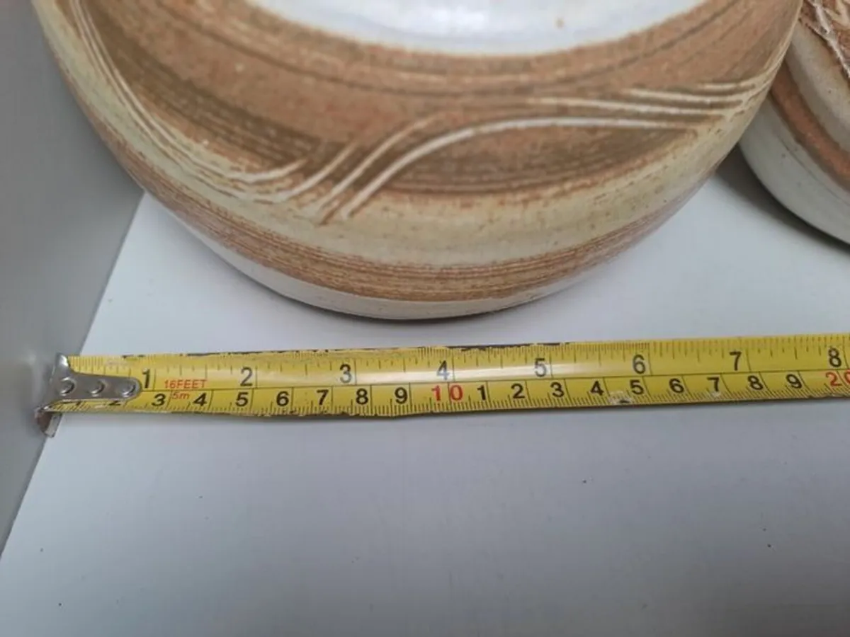 Vintage pottery canisters with Cork lids - Image 3