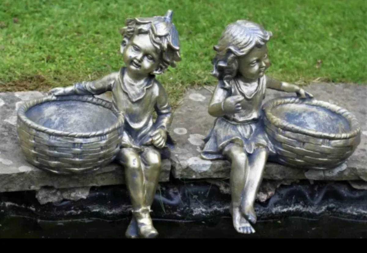 Garden Ornament Planters Cherubs Boy & Girl - Image 3