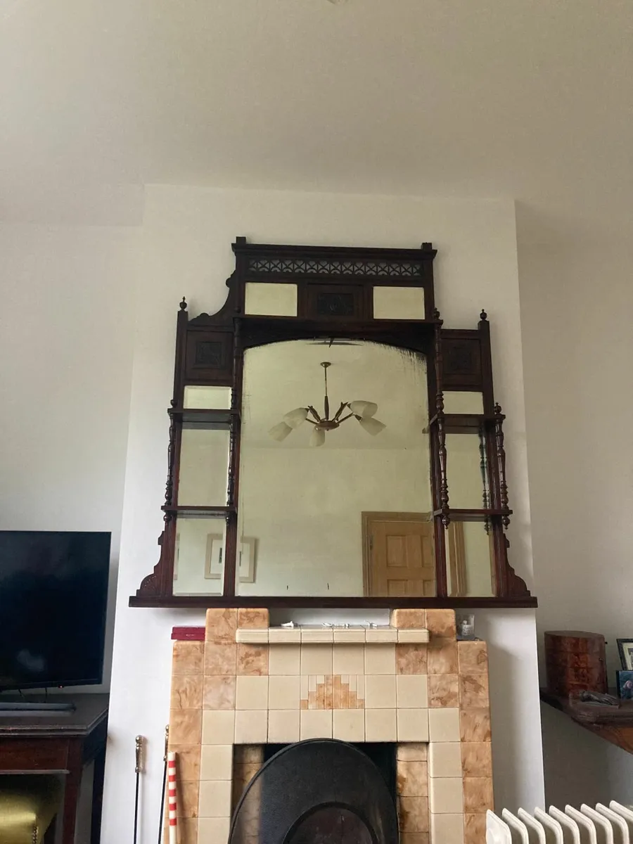 Antique Over Mantle Mirror - Large. - Image 1