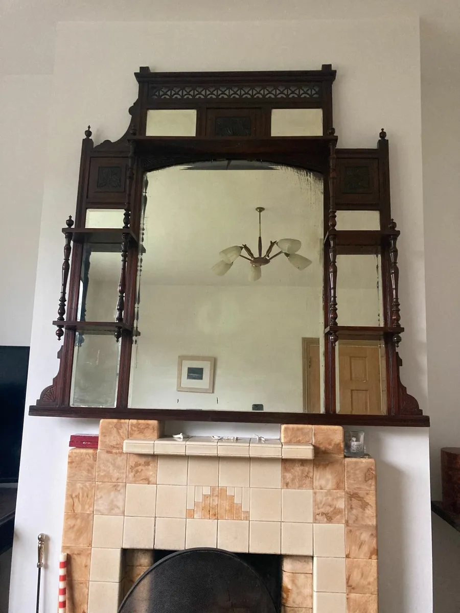 Antique Over Mantle Mirror - Large. - Image 2
