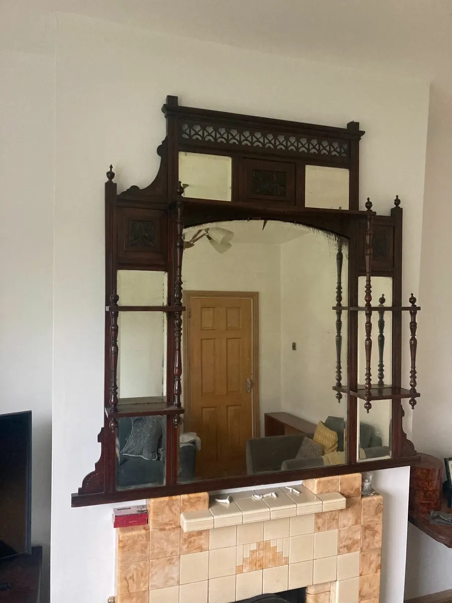 Antique Over Mantle Mirror - Large. - Image 4
