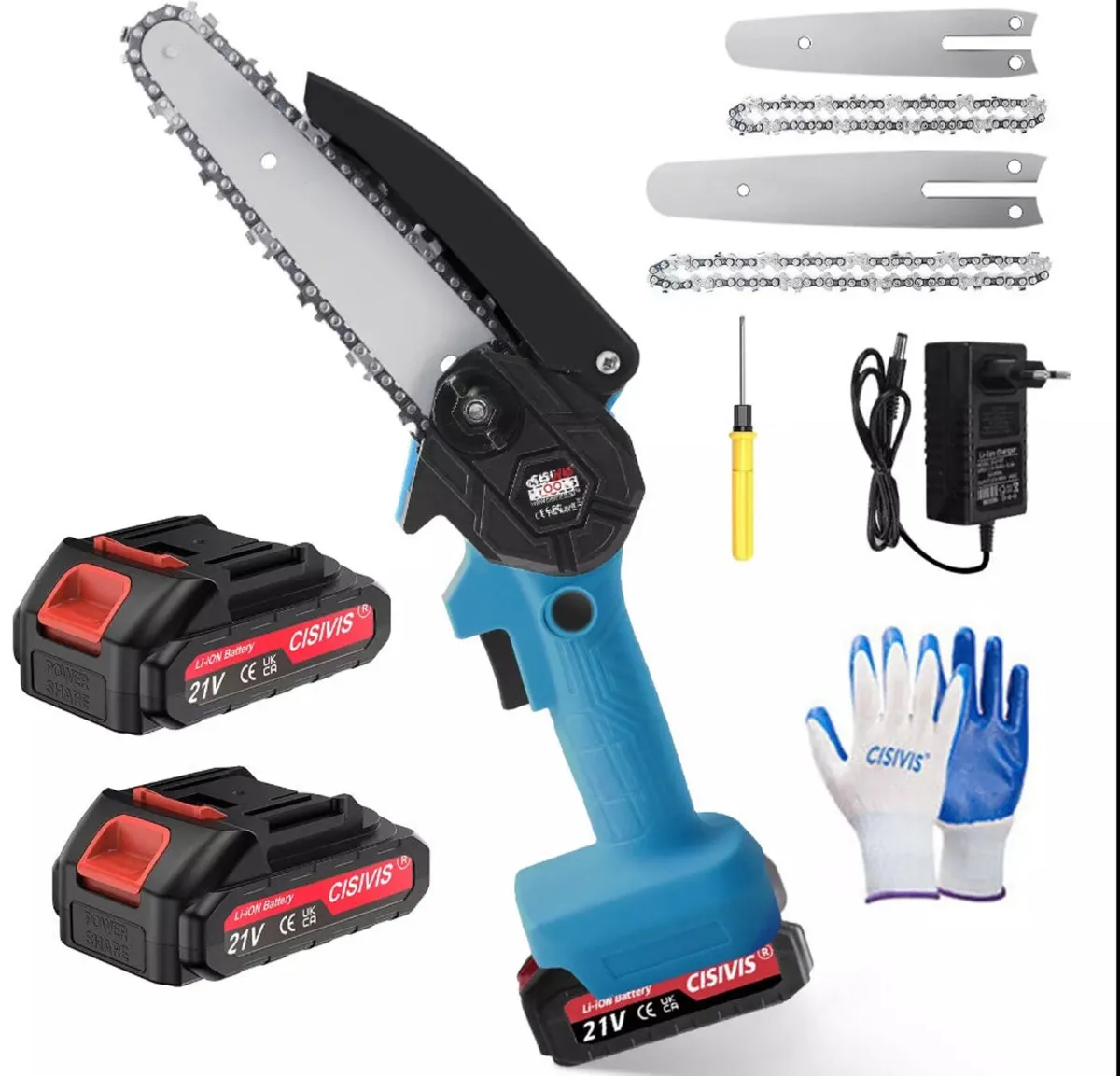 Cordless Mini Chainsaw 4” 6” 2 Batteries NEW - Image 1
