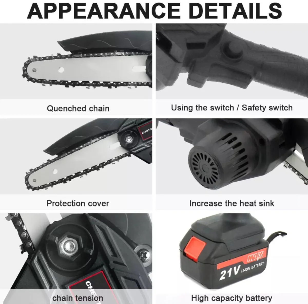 Cordless Mini Chainsaw 4” 6” 2 Batteries NEW - Image 3