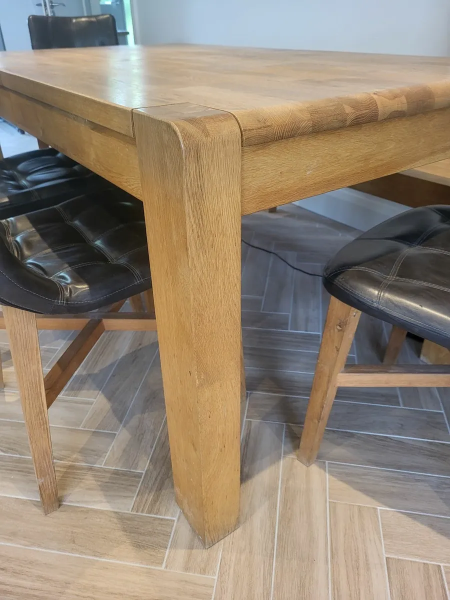 Solid wood table, chairs and bench - Image 2