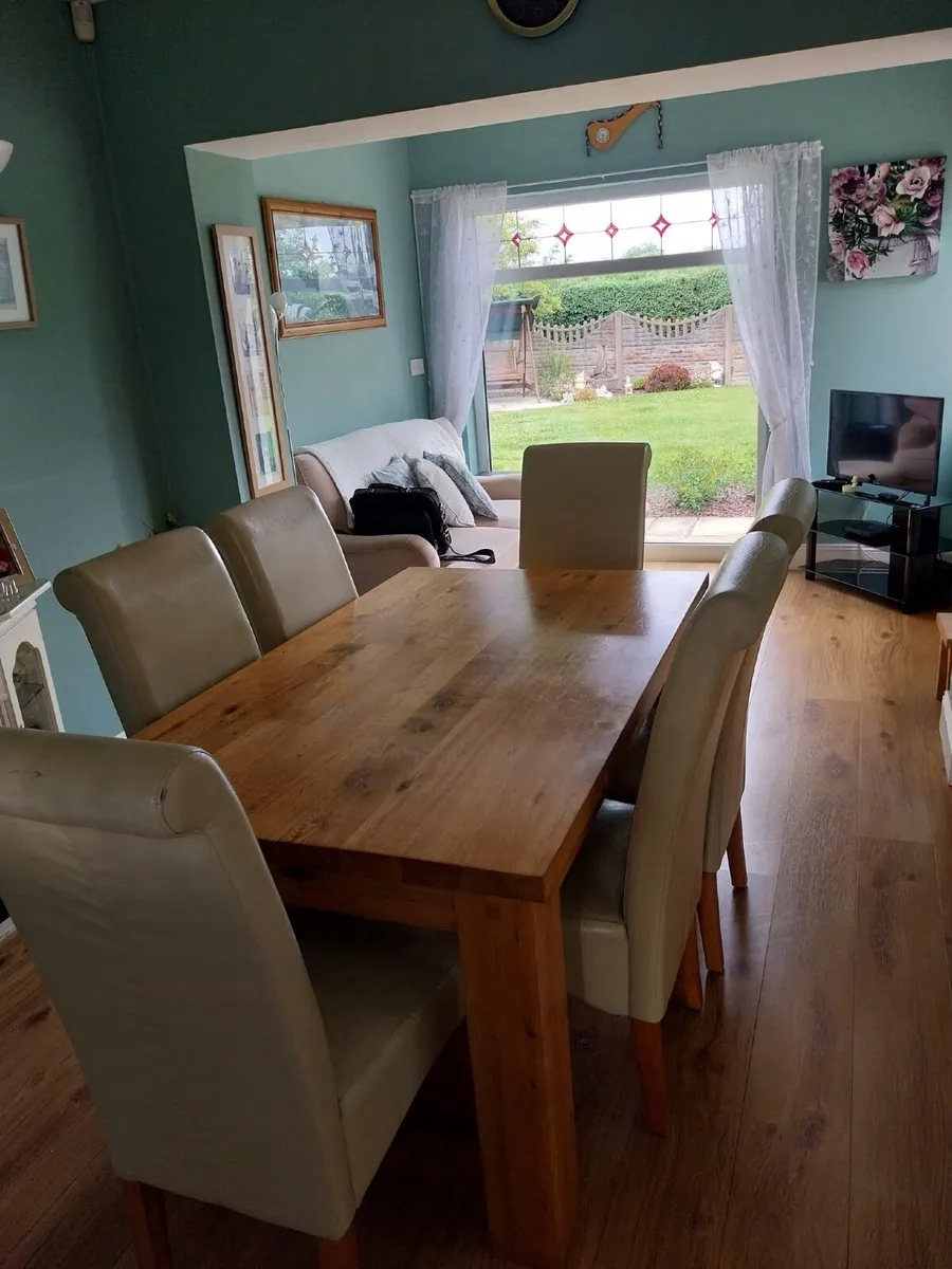 Oak Kitchen Table and Chairs Set For Sale - Image 1