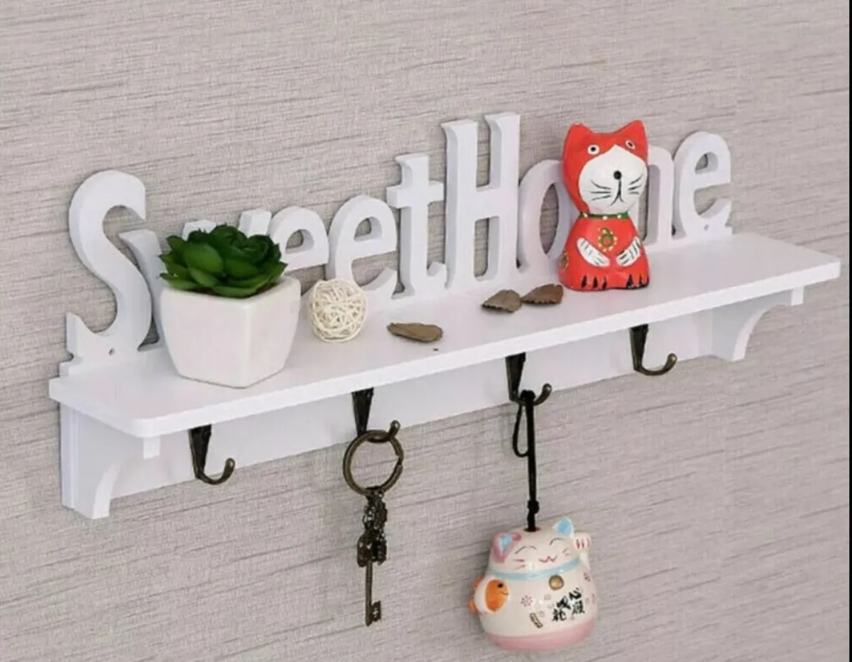 Wall Mounted Sweet Home Shelf & Hooks  NEW - Image 1
