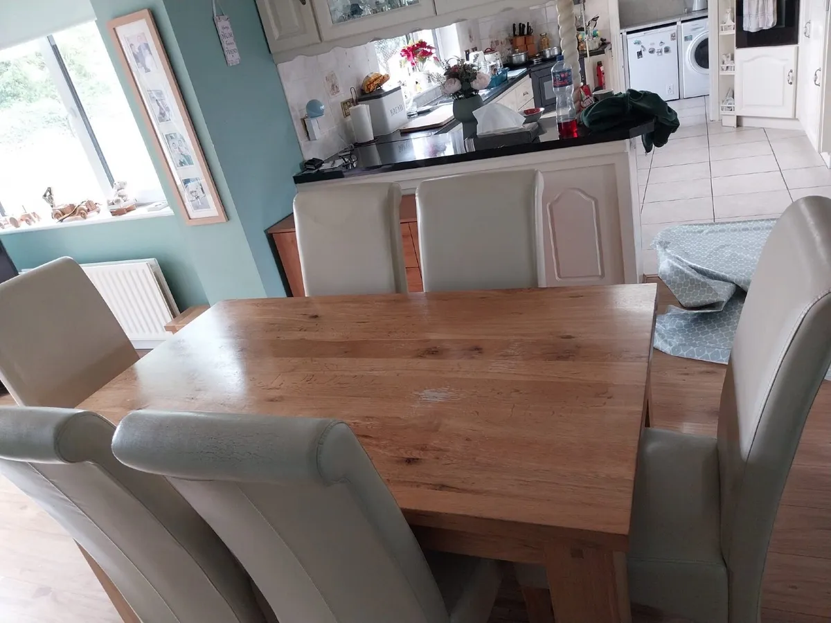 Oak Kitchen Table and Chairs Set For Sale - Image 2