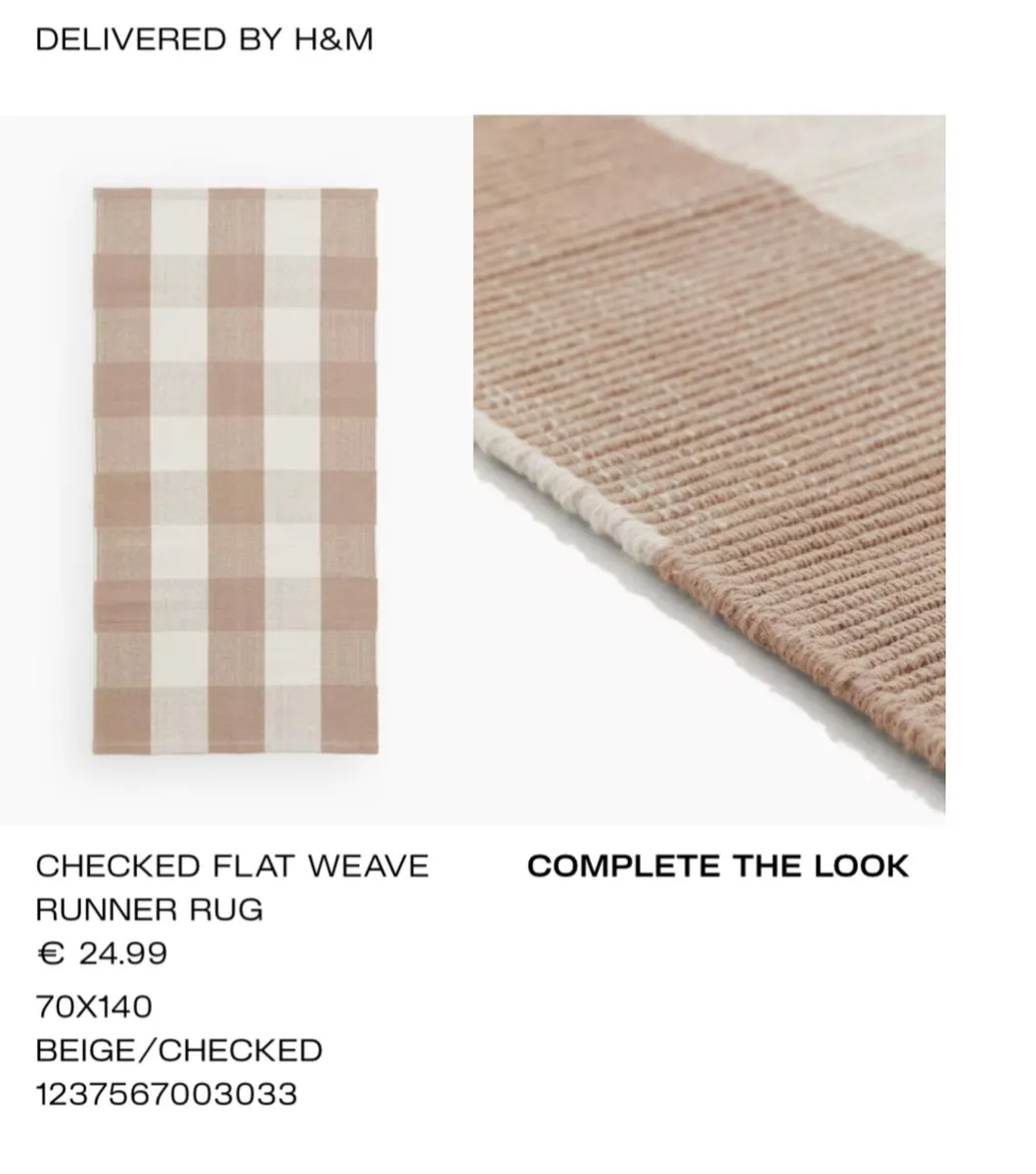 Beige and white checkered rug from H&M home - Image 2
