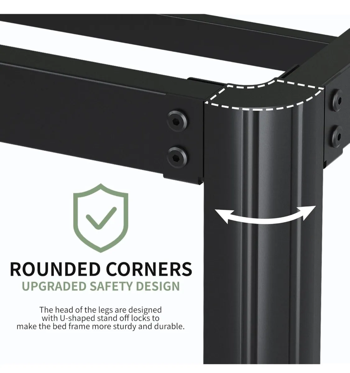 Double Bed Frame 30.5 cm High with Rounded Corner - Image 4