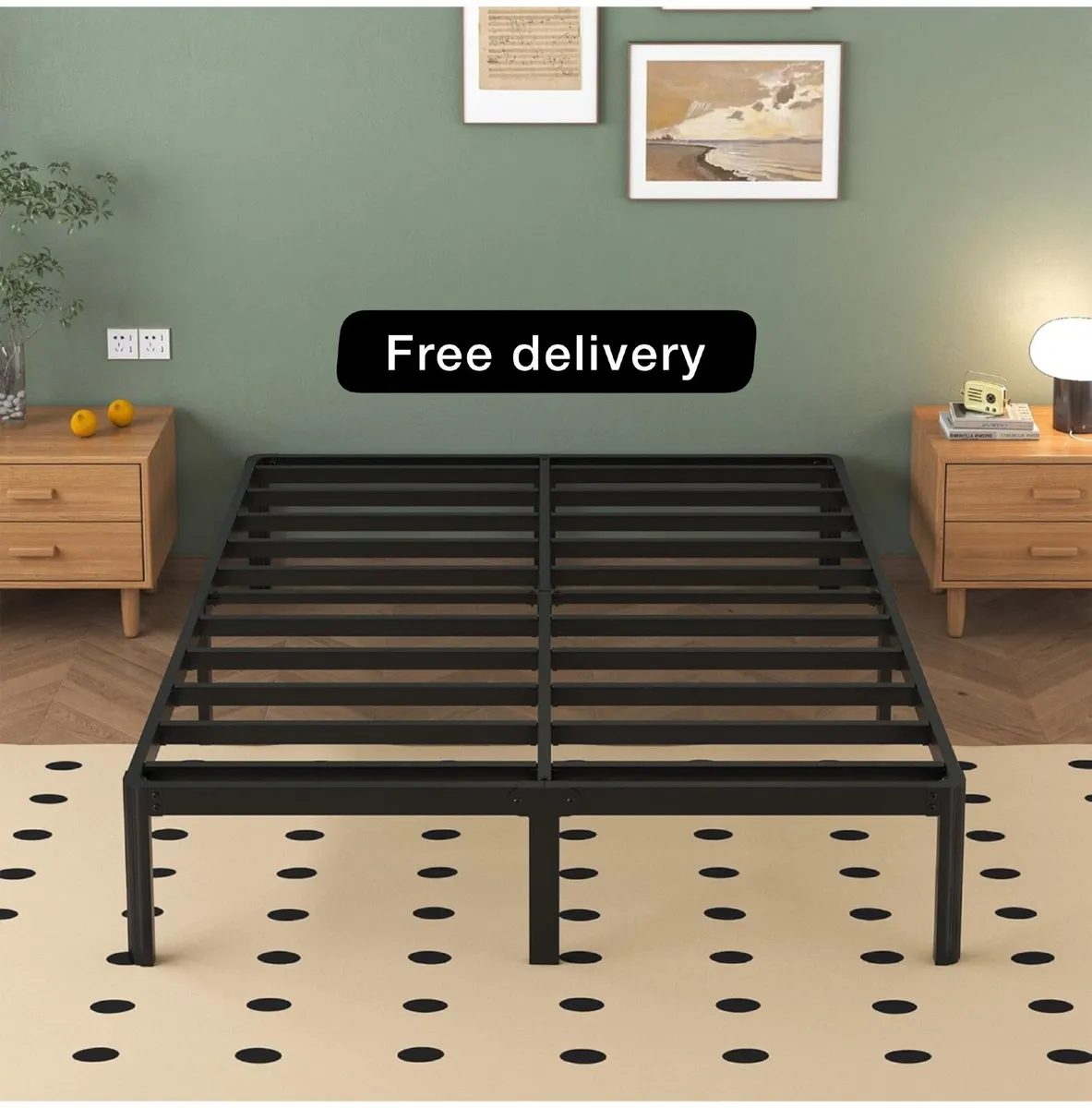 Double Bed Frame 30.5 cm High with Rounded Corner - Image 1