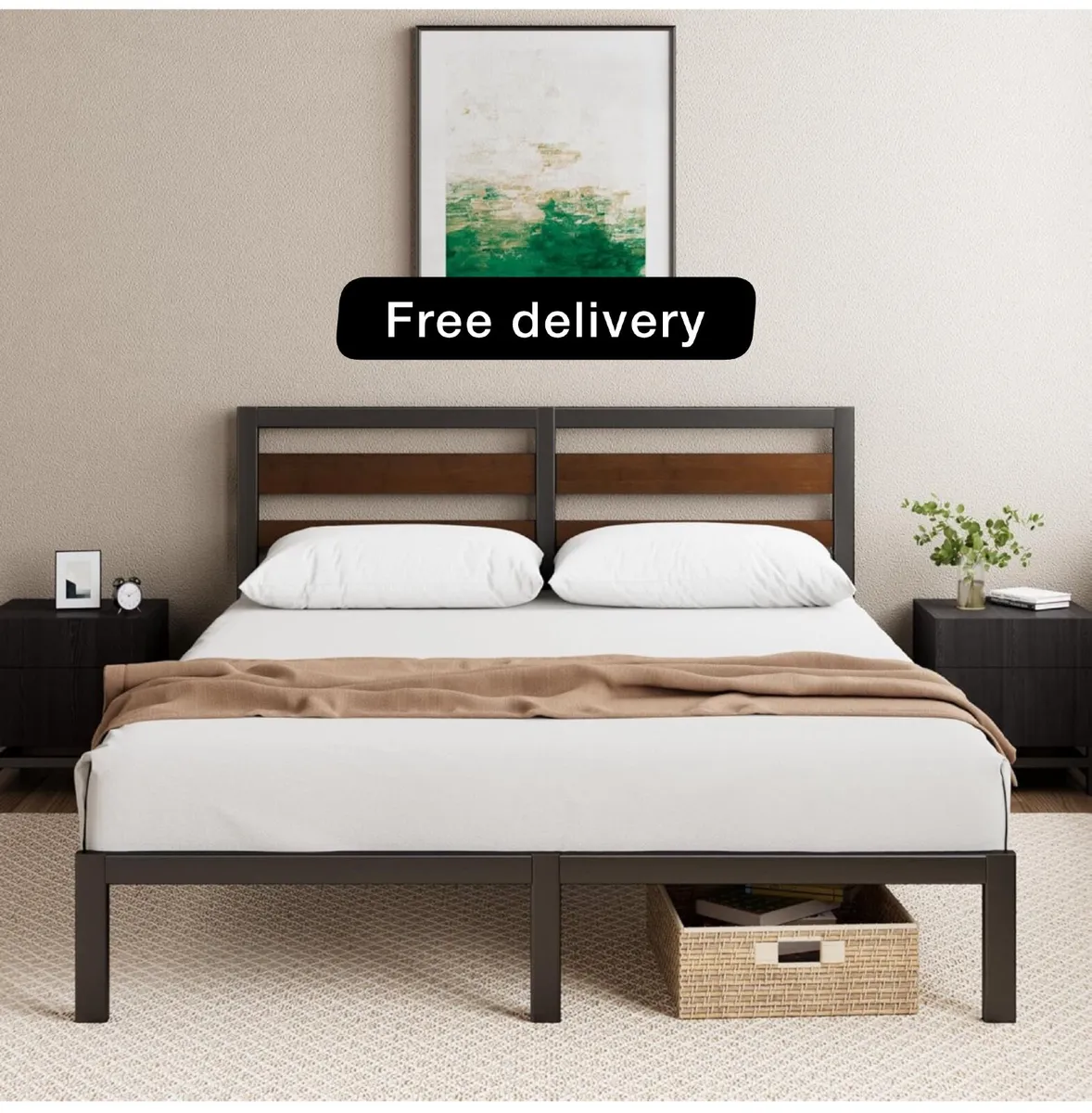 Double Bed Frame 135x190 cm – 80cm Height - Image 1