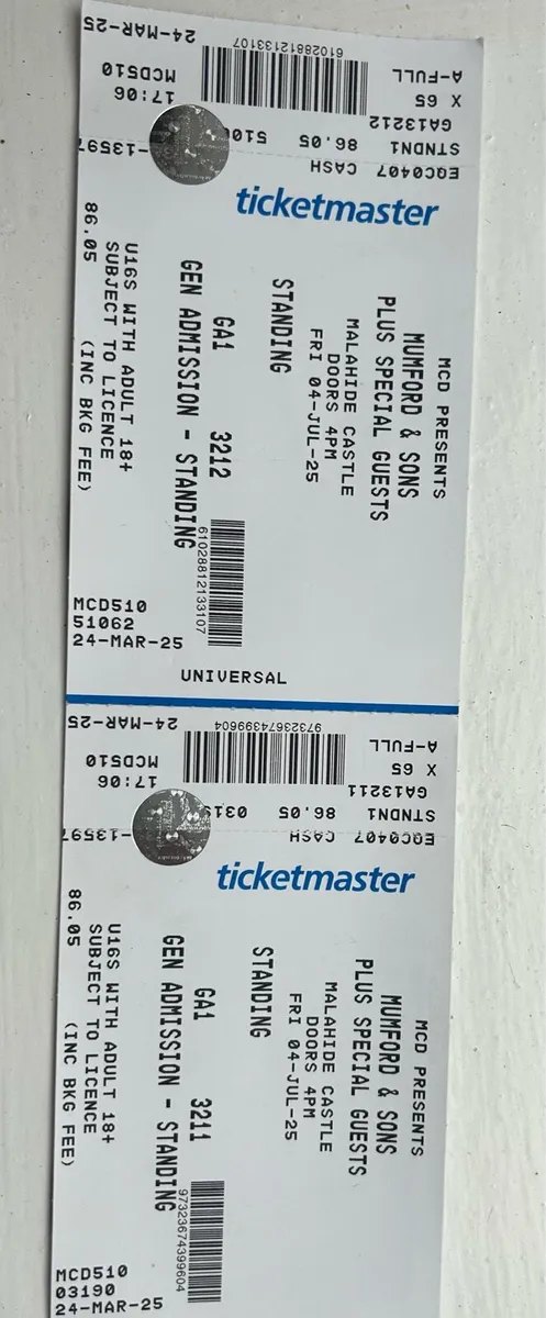 Mumford & Sons Tickets x2