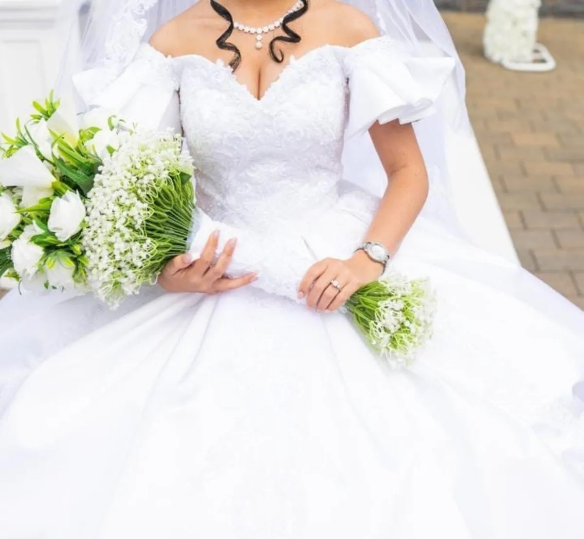 Wedding dress, bridesmaids and flower girl dresses - Image 1