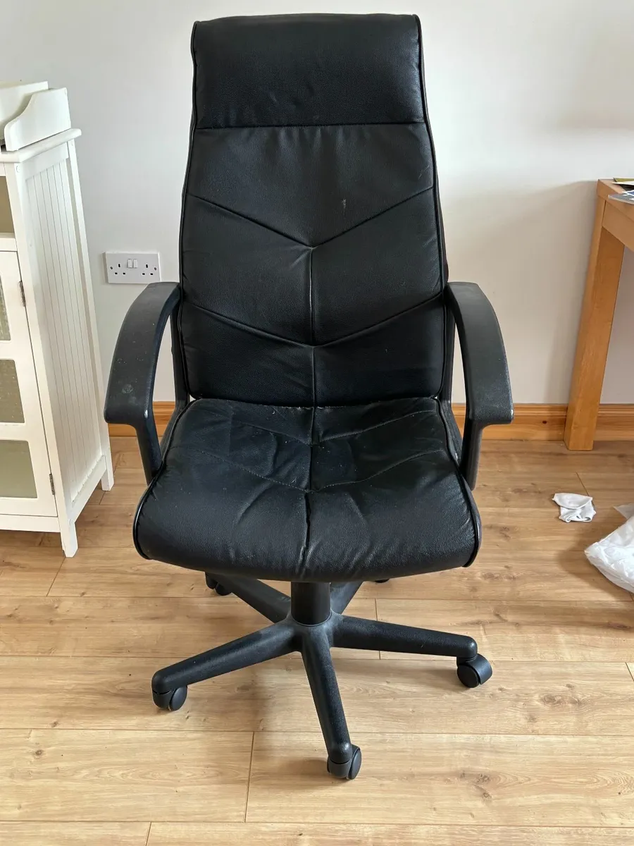 Office chair (black faux leather) - Image 1