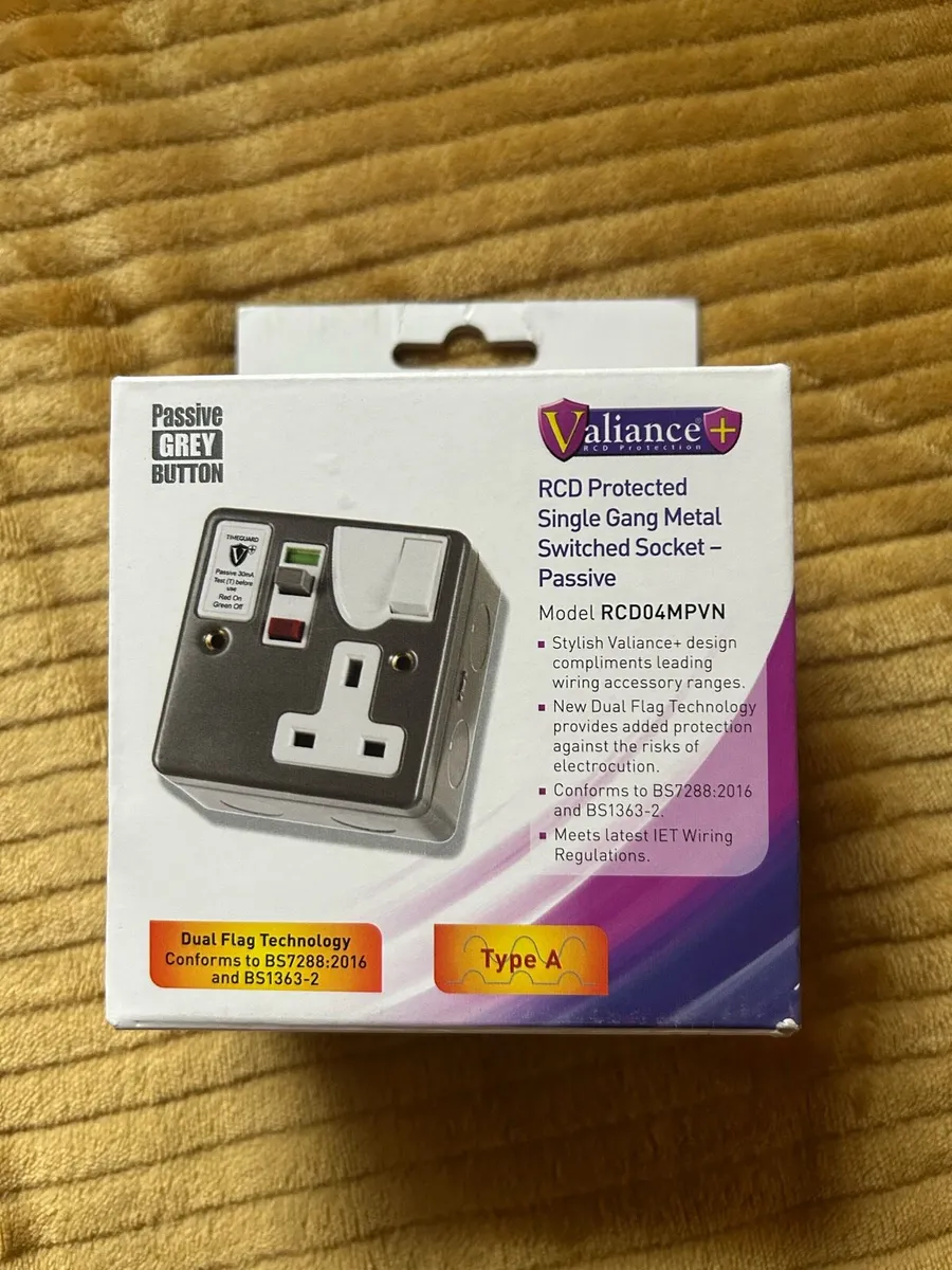 RCD protected single gang metal sockets - Image 1