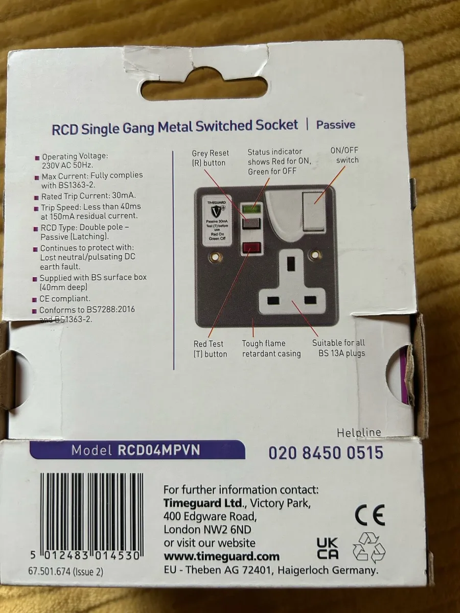 RCD protected single gang metal sockets - Image 3