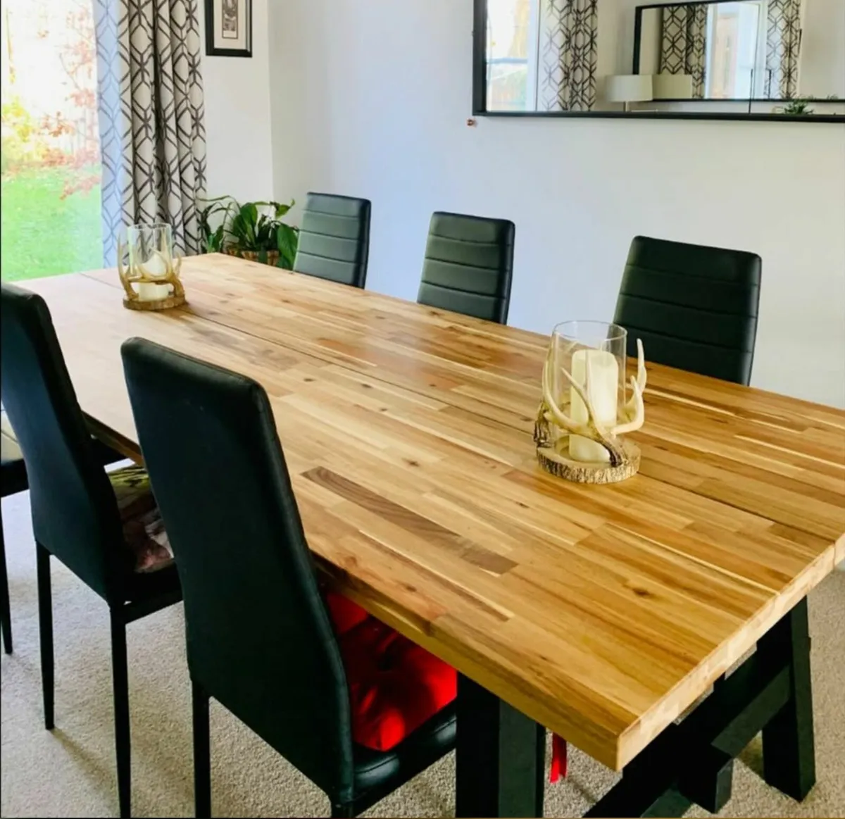 Dining table, acacia/black, 235x100 cm - Image 1