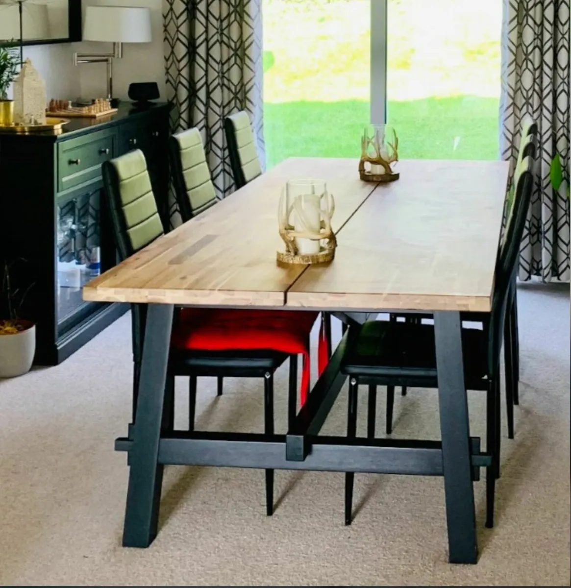 Dining table, acacia/black, 235x100 cm - Image 2