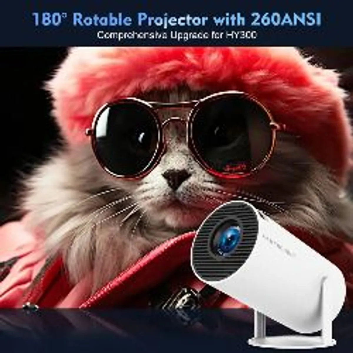 Magcubic HY300 Pro 4K Projector, Android 11, Allwinner H713, Wireless 5.0, UK Plug, 1280/720P HD Home Cinema, Outdoor Portable, 180 Adjustable Stand, Wireless, Compatible with Android 11 TV Box, Outdoor Projector | Modern Cylindrical Design | Compact - Image 4