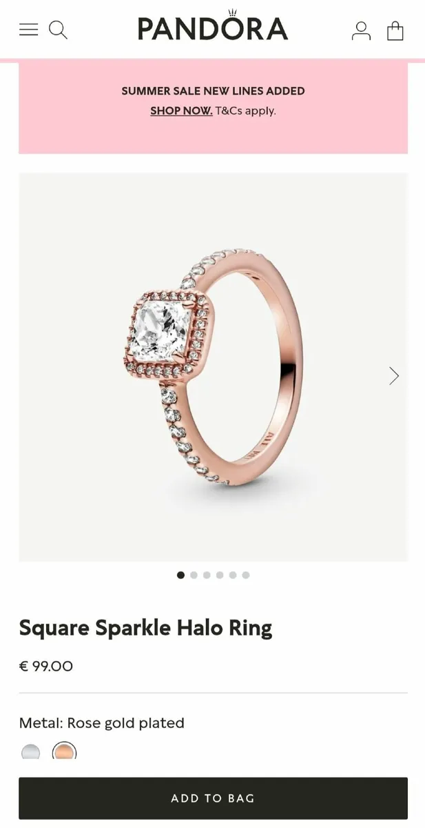 Pandora Square Sparkle Halo Ring - Image 1