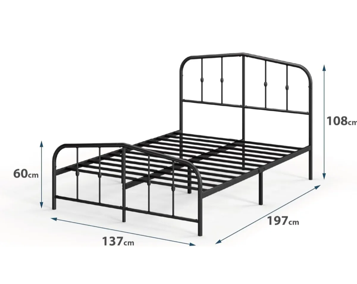 Double Bed frame - Bed 135x190 cm  30 cm Height wi - Image 3