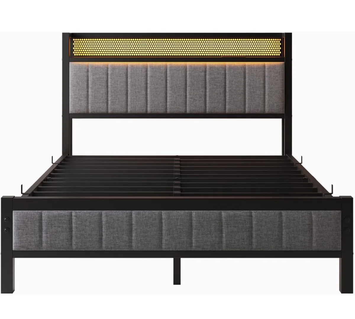 Upholstered Bed Frame Double Bed with Charging Sta - Image 2