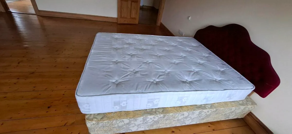 Devan double bed with red velvet head board - Image 1