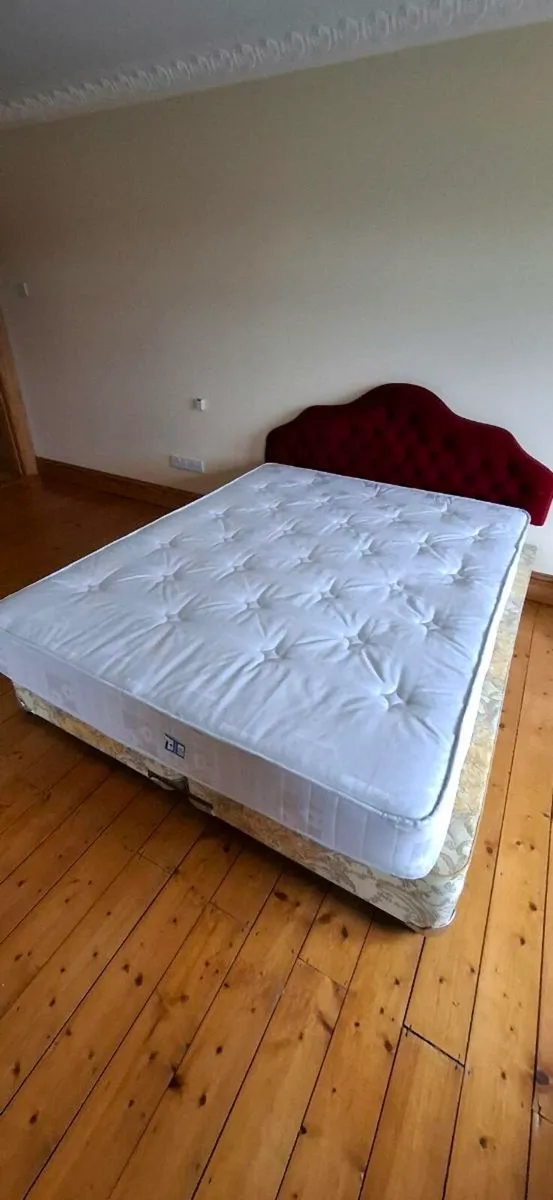 Devan double bed with red velvet head board - Image 2