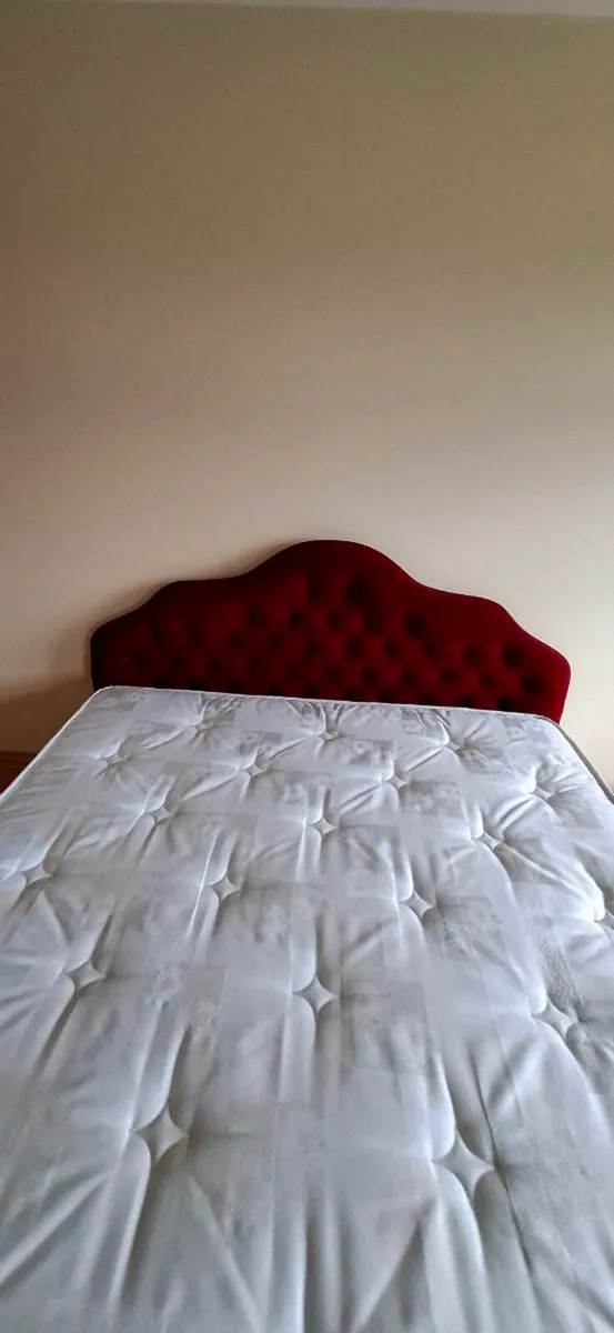 Devan double bed with red velvet head board - Image 3