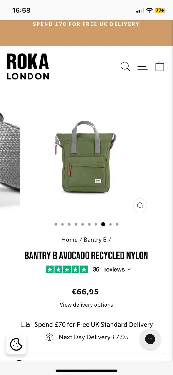 NEW Roka Bantry B Small Sustainable Nylon Backpack - Image 2