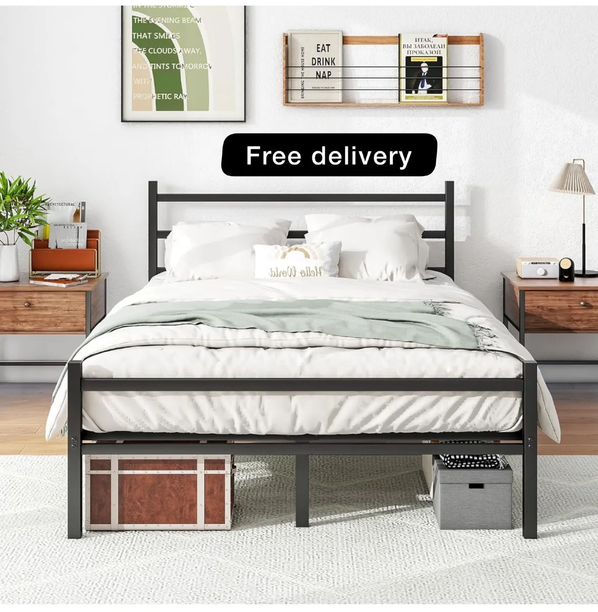 Double Bed Frames Solid Metal Bed Frame Double Bed - Image 1